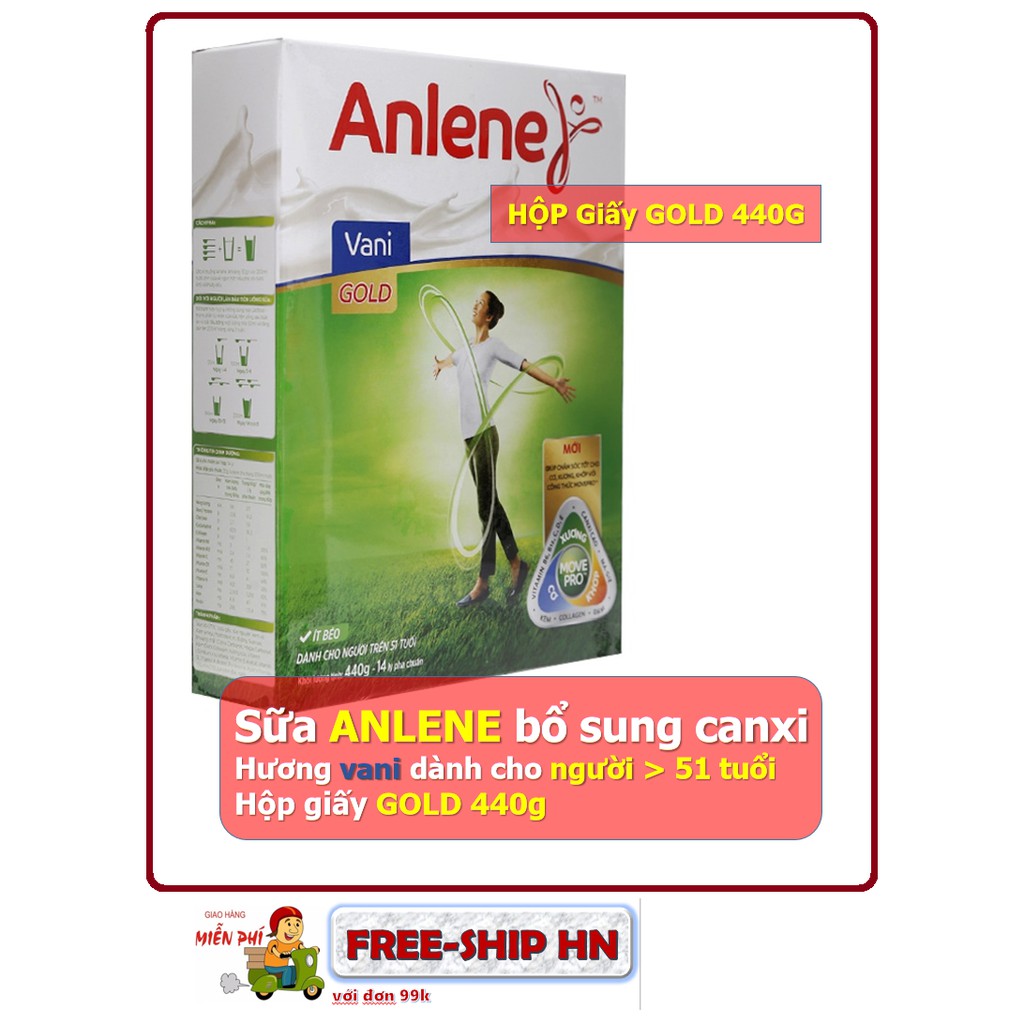 Sữa Bột Anlene Gold( Hộp giấy) 440g vani - người trên 51 tuổi
