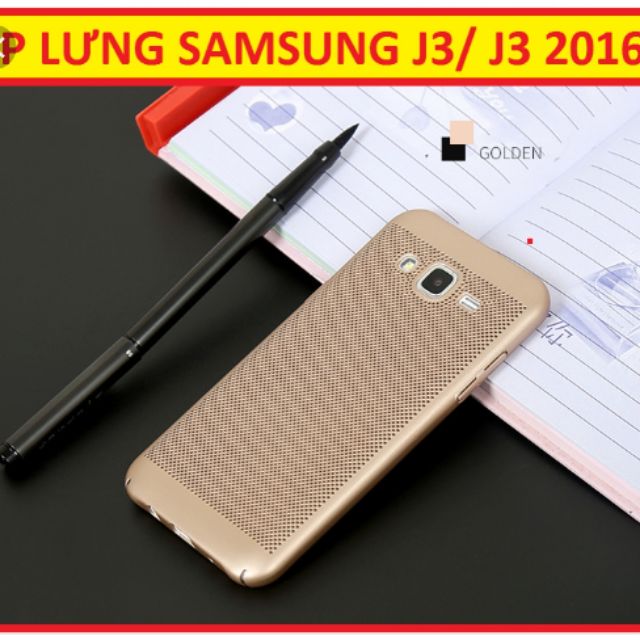 Ốp lưng dạng lưới tản nhiệt samsung j3 2016 tặng kính cường lực cao cấp