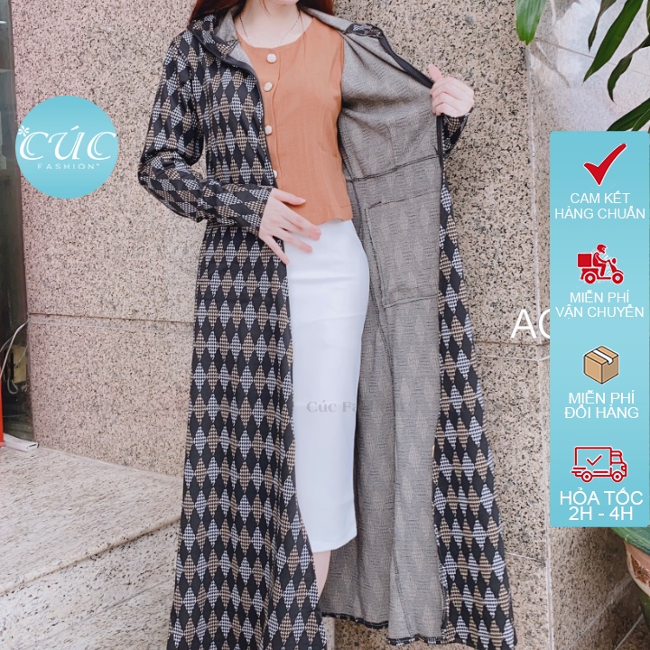 Áo chống nắng nữ CÚC FASHION toàn thân cao cấp thấm hút mồ hôi chống nắng họa tiết quả trám Free Size ACN33