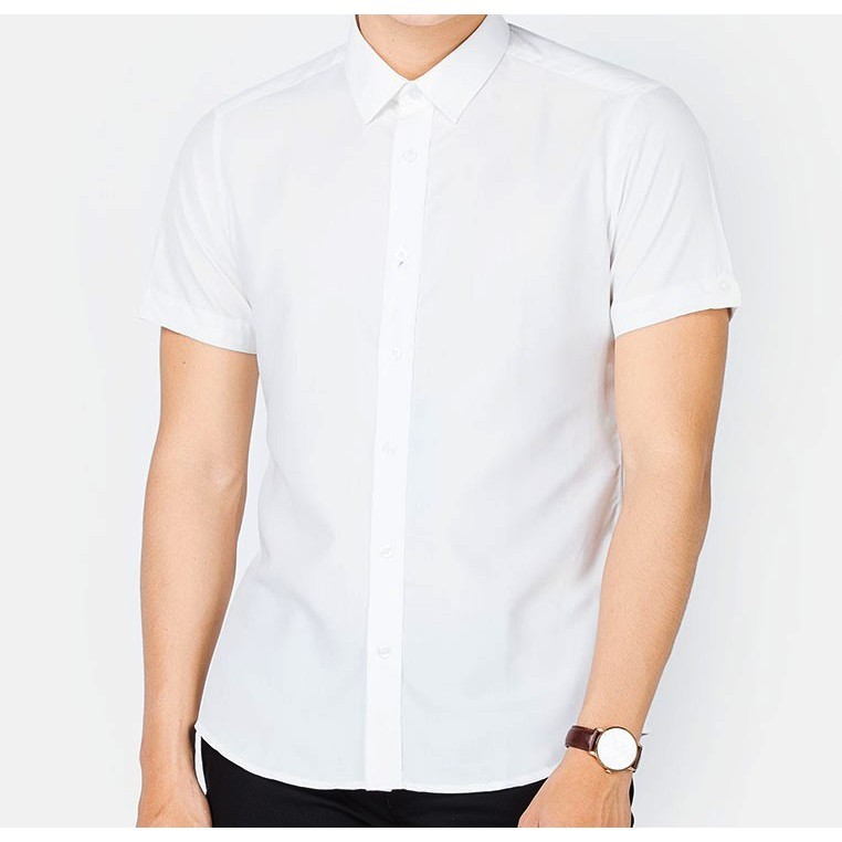 Áo sơ mi tay ngắn nam nữ form rộng, Ao so mi dáng unisex Hàn Quốc, chất vải lụa dãn | BigBuy360 - bigbuy360.vn