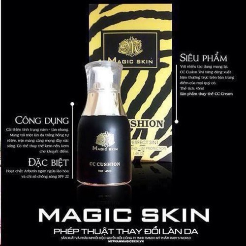 Kem nền chống nắng dưỡng trắng che khuyết điểm CC Cushion 5in1 MAGIC SKIN - SKINCARE MAGIC SKIN 24/7