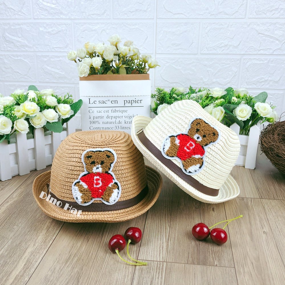 Nón Mũ Cói Cao Bồi Cho Bé Trai Từ 1 2 Tuổi Vòng Đầu 48cm Cực Ngầu NK41 - Dino Hat