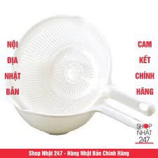 Bộ rổ và thau nhựa 1.2L có tay cầm màu trắng NỘI ĐỊA NHẬT BẢN