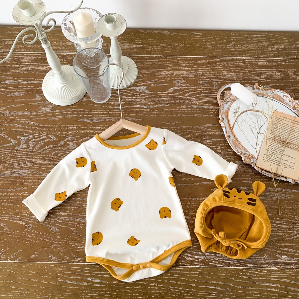 Set Áo Liền Quần &amp; Quần Dài &amp; Mũ Trùm Đầu In Hình Hổ