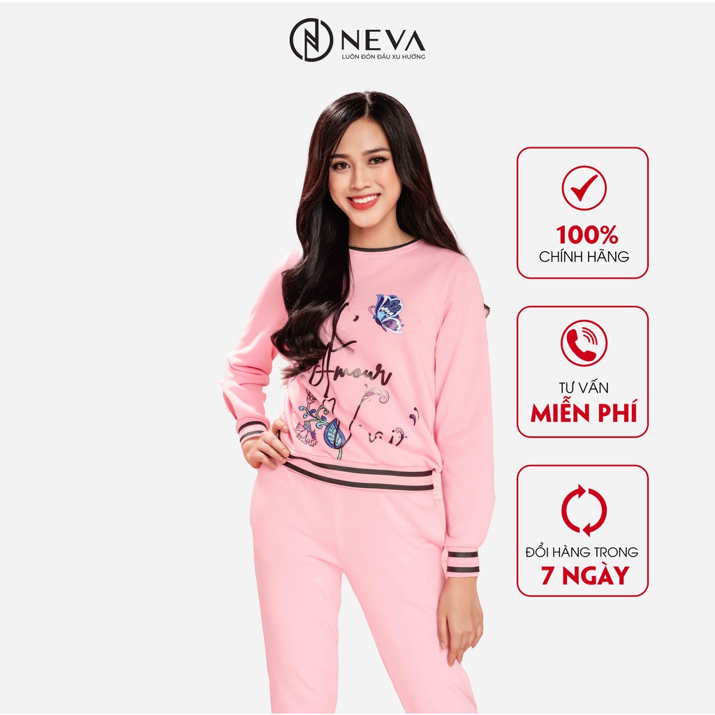 Áo Nỉ Nữ NEVA Màu Hồng Dáng Ngắn W520209