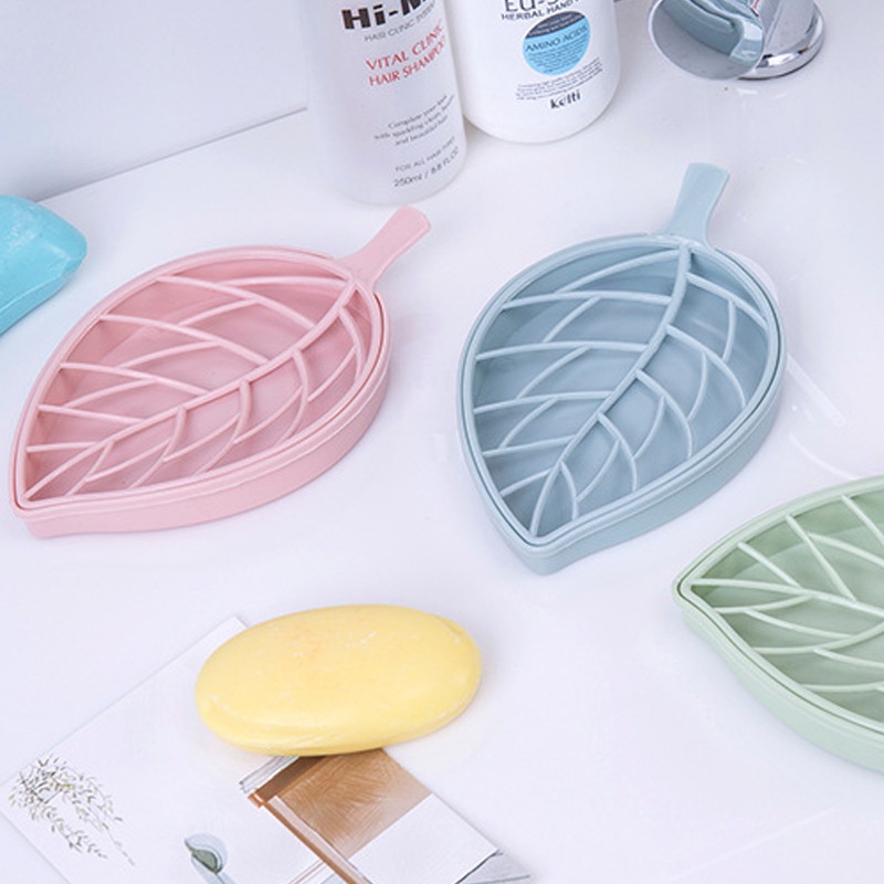 Khay Đựng Xà Phòng Hình Chiếc Lá Hai Tầng Bằng Nhựa