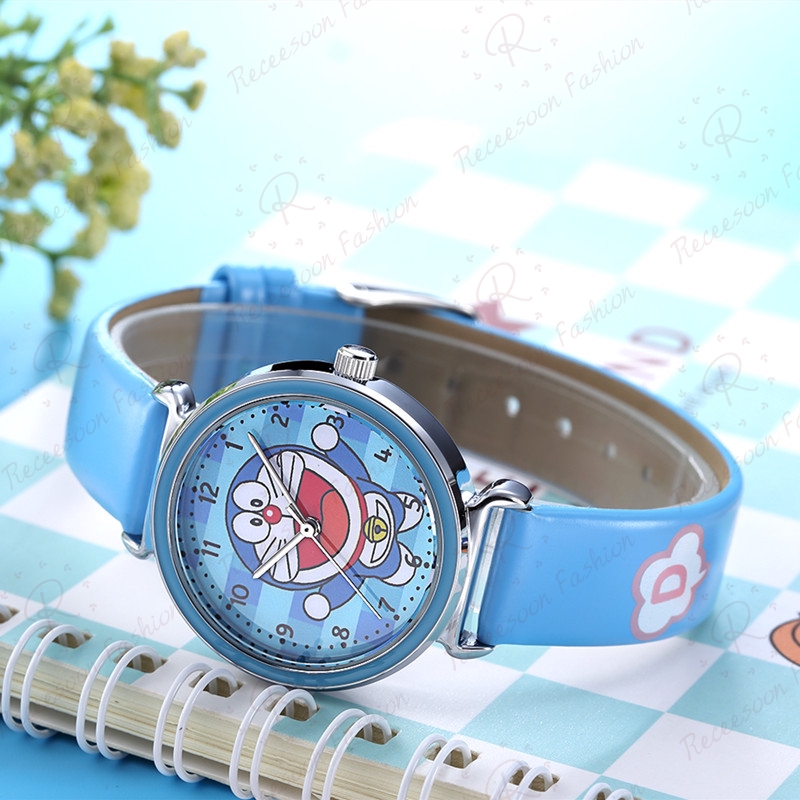 Đồng hồ thiết kế máy thạch anh có dây bằng da họa tiết Doraemon | BigBuy360 - bigbuy360.vn