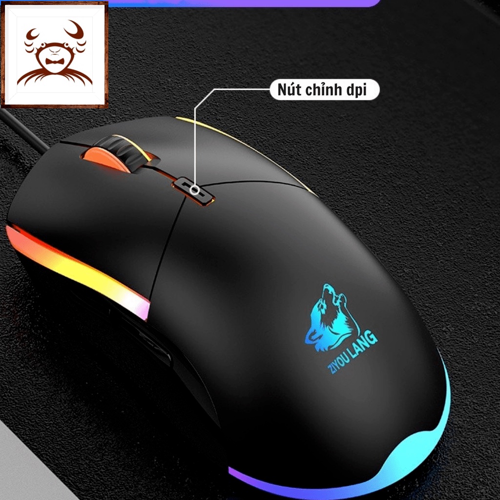 Chuột máy tính có đèn Led đổi màu V7 gaming mouse, chỉnh DPI, siêu bền, kết nối laptop PC, sử dụng đèn quang học