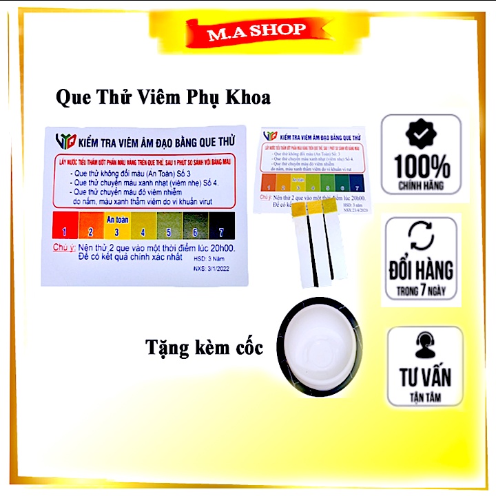 Que thử viêm phụ khoa, test kiểm tra nấm âm đạo ngứa vùng kín nhanh chóng tại nhà chính xác (Tặng kèm cốc) - Ma shop