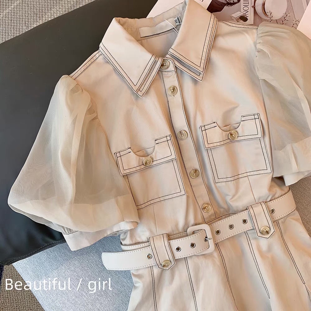 Yellow overalls dress women summer 2022 new style of temperament minority leisure fashion foreign style waist show thin skirt