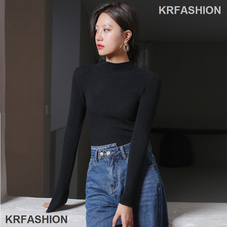 Áo len nữ thu đông AL203 KRFashion trơn ôm body mềm mịn co giãn loại 1 nhiều màu trend Korea dễ phối đồ