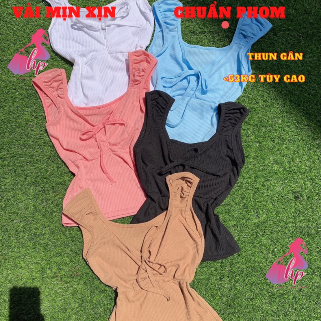 Áo hai dây nữ bản croptop ôm body cột nơ thun gân mịn phong cách hàn quốc cực dễ thương - mã A137