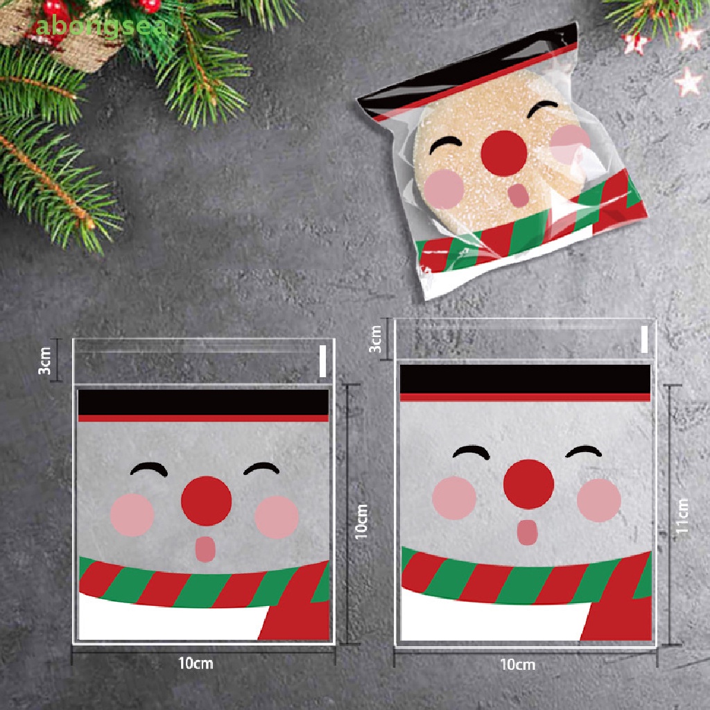 Set 100 Túi Nhựa Đựng Bánh Kẹo Họa Tiết Giáng Sinh