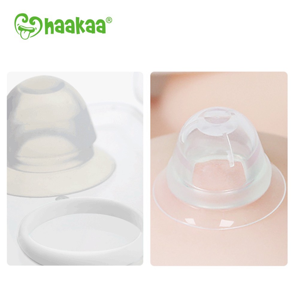 Dụng hút/kéo núm ti thụt Haakaa, Chất liệu silicone cao cấp, Hộp 2 chiếc