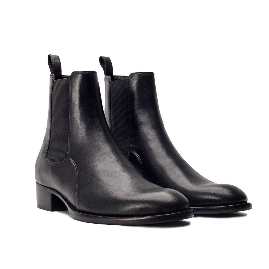 Giày Chelsea Boot Nam đế cao su nguyên khối tăng chiều cao 4cm