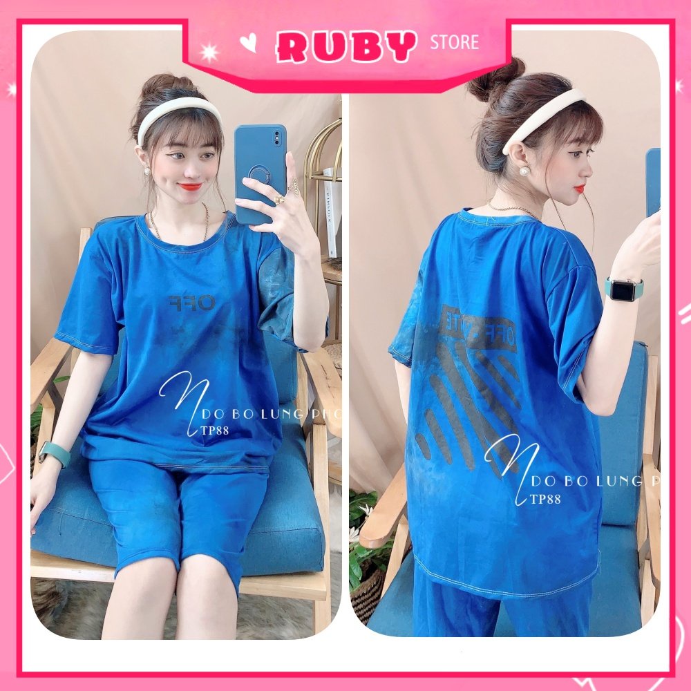 Đồ bộ nữ mặc nhà chất thun mềm mát loang màu in họa tiết dễ thương TP88