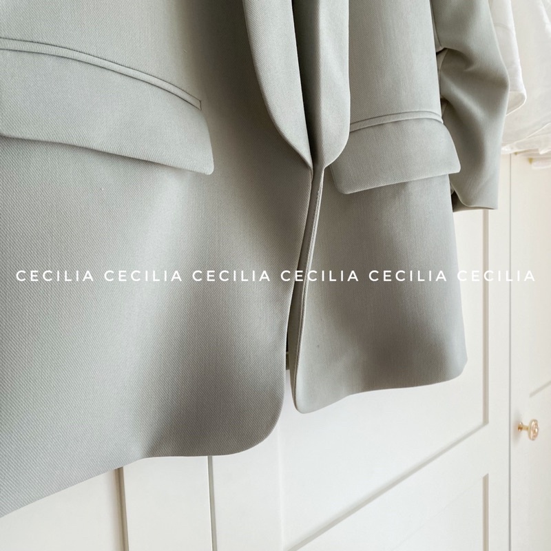 Áo blazer estelle by cecilia màu xanh bạc hà nhạt mint ảnh thật chụp bởi - ảnh sản phẩm 6
