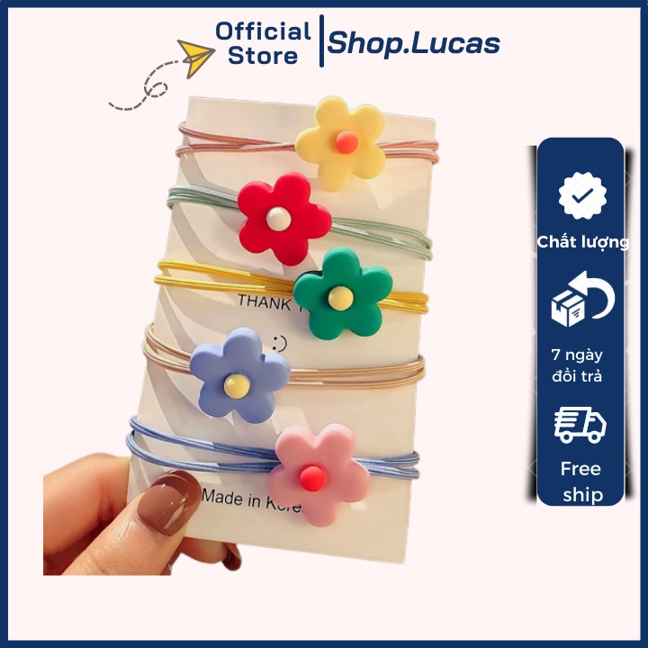 Dây thun cột tóc buộc tóc nữ hình hoa năm cánh dễ thương