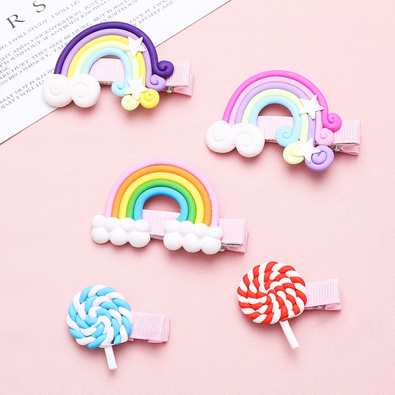 Phụ Kiện Thời Trang Kẹp Tóc Trẻ Em Dễ Thương Rainbow Candy