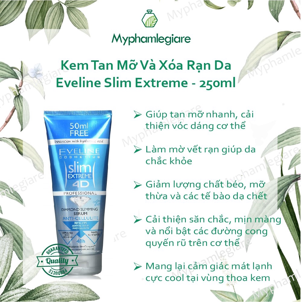 Kem tan mỡ, giảm cân, Loại bỏ rạn Eveline Slim Extreme 4D