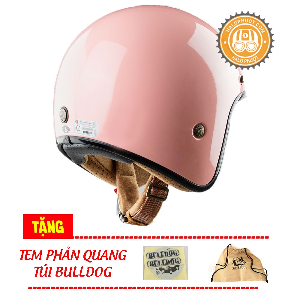 Mũ bảo hiểm 3/4 Bulldog 4U Hồng (tặng túi vải, balo rút, tem phản quang)