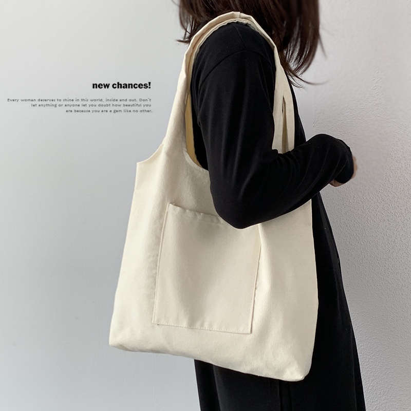 Túi Vải Canvas Trơn Màu Sắc Xinh Xắn Dành Cho Nữ
