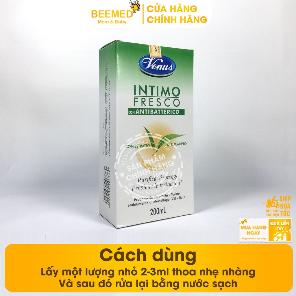 Dung dịch vệ sinh Venus Intimo từ Ý - Hương thơm từ thảo dược -  ddvs dùng được cho cả nam giới Hộp 200ml