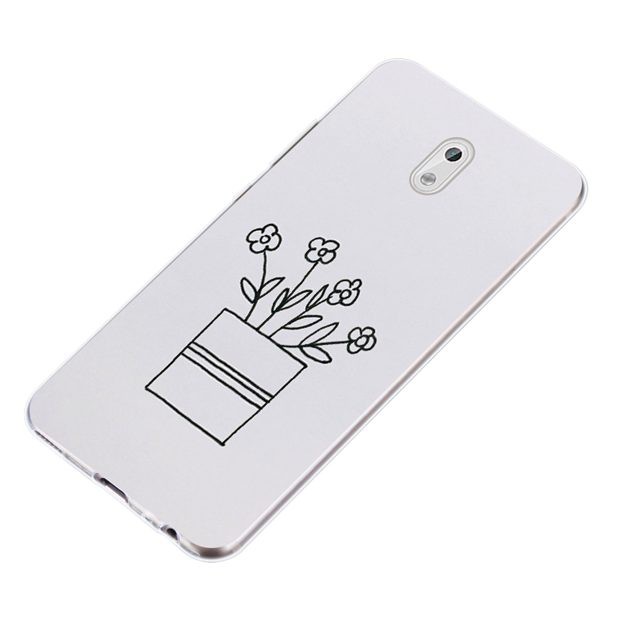 Ốp điện thoại họa tiết chậu hoa trắng đen đơn giản cho Nokia 3 3.1 X6 5 5.1 6.1 6 7 8 3310 2G 2018 Plus