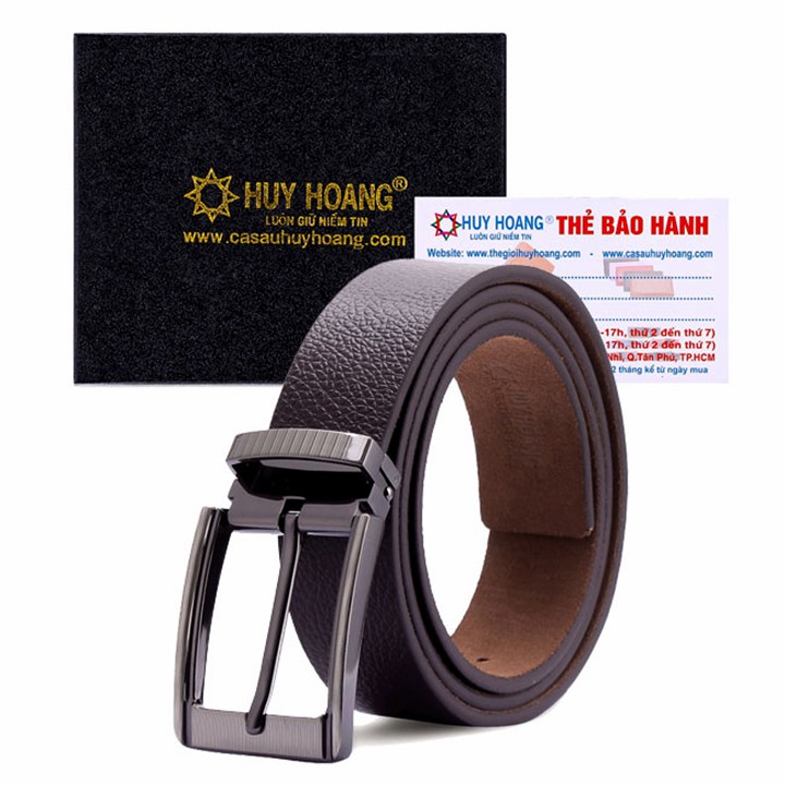 XH4121 - Dây nịt nam Huy Hoàng lót nhung màu nâu