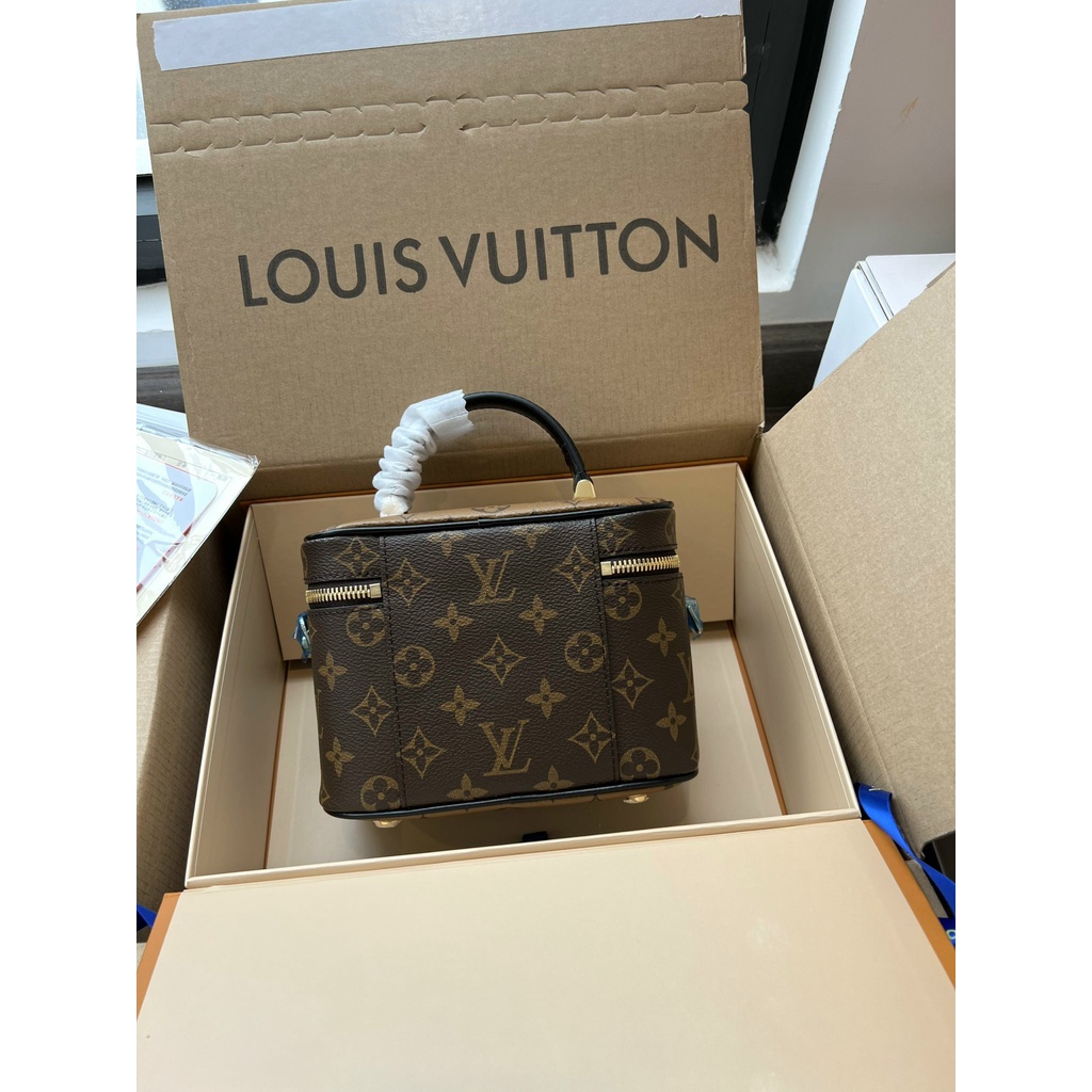 Túi xách L.V Vanity SP dáng cốp Full box nam châm, dustabg size 20/Túi cầm tay L.V Vanity SP Full box 2 lớp size 20