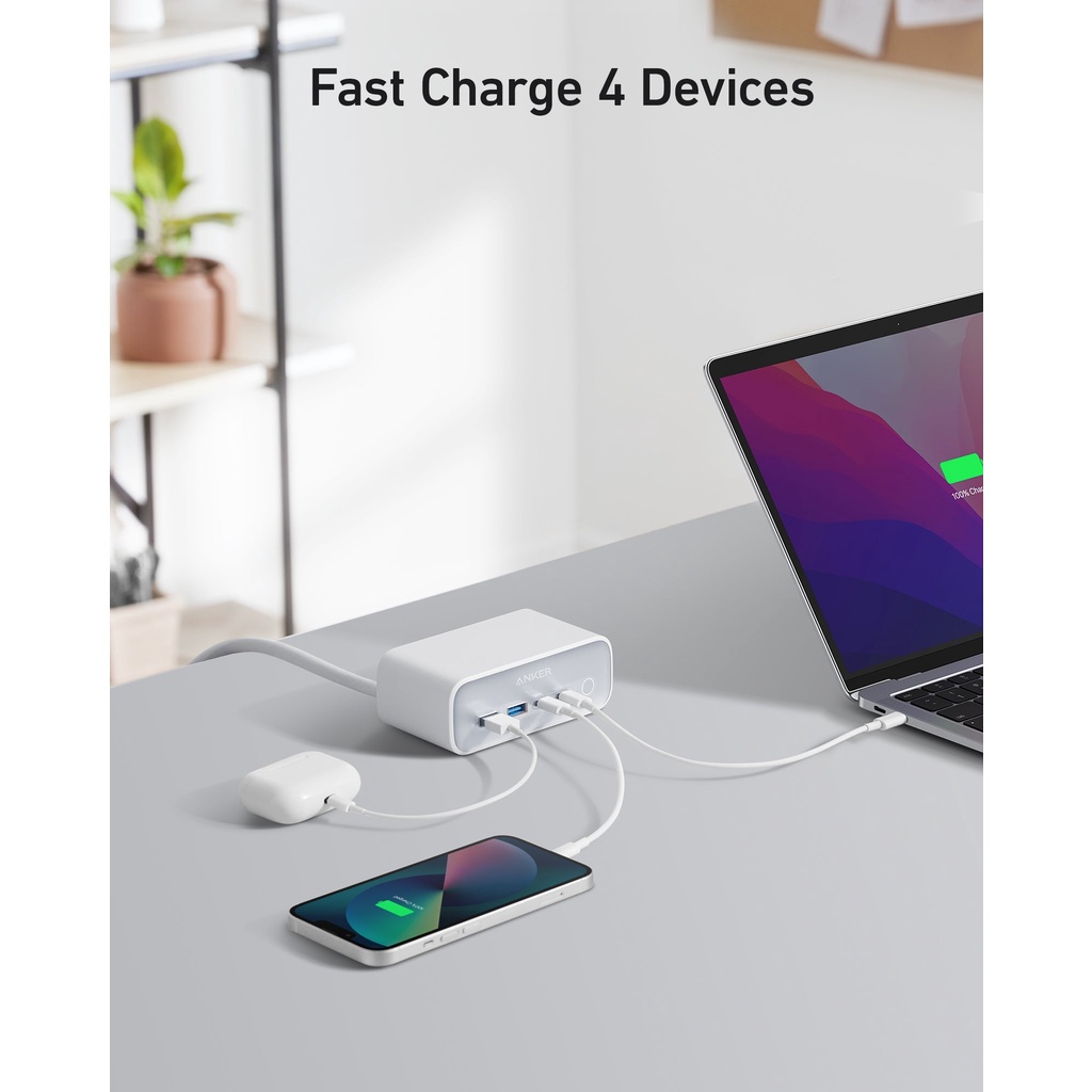 Trạm sạc nhanh nhiều cổng ANKER 525 gồm 3AC, 2USB A, 2USB C mã A91C0 67W Bh 12 tháng