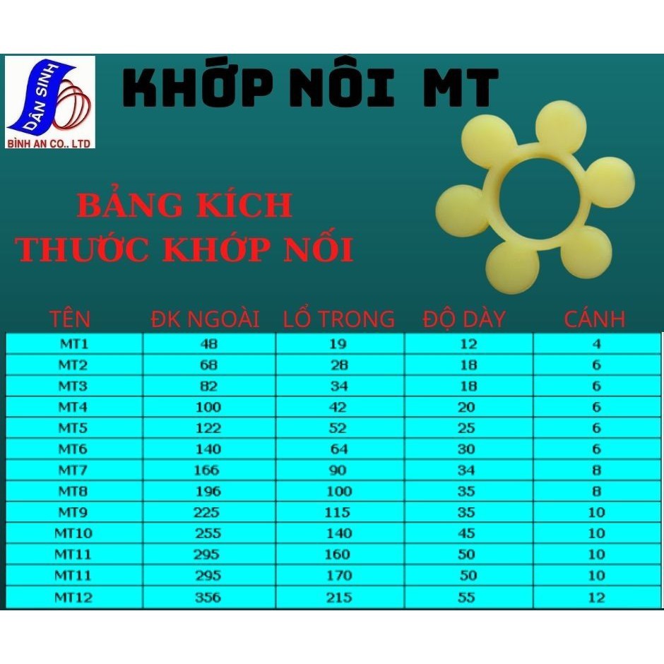 Khớp nối MT  CÓ BẢNG KÍCH THƯỚC TRONG HÌNH ẢNH