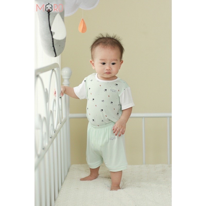 MORO chính hãng- Bộ ngắn tay cài vai, vải sợi tre Bamboo MRB019