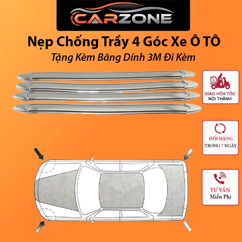 Bộ 4 Nẹp Chống Trầy, Xước Xe Ô Tô - Nẹp 4 Góc Xe Ô Tô - Dùng Cho Mọi Loại Xe CARZONE.TOP