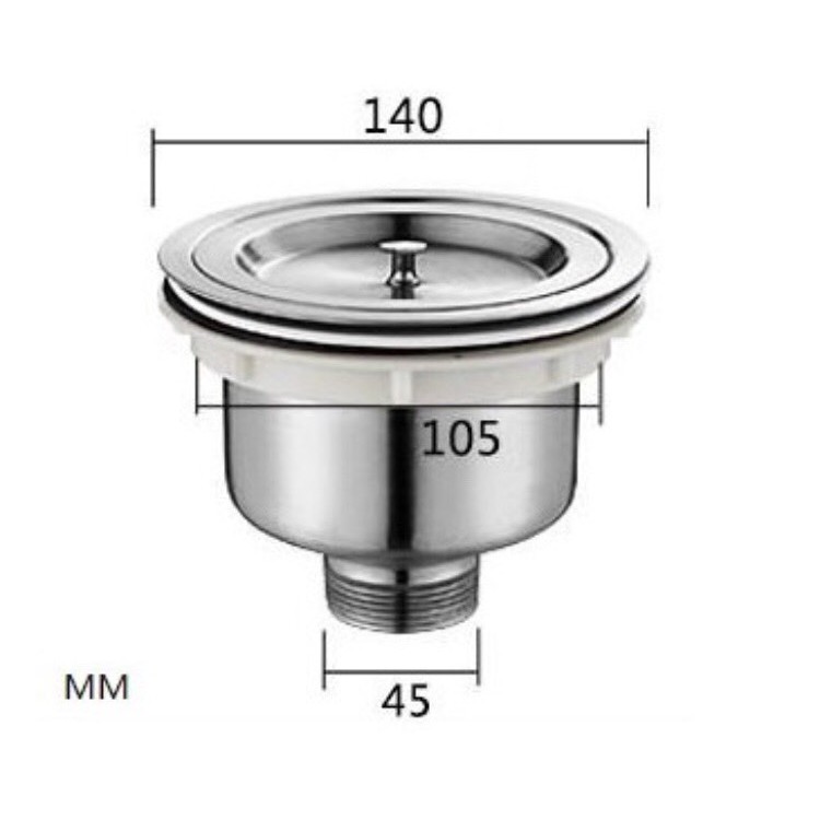 [GIÁ TỐT] Bộ xả chậu rửa chén chống hôi, Bộ xả chậu rửa bát 1 hộc inox 304 phi 110mm