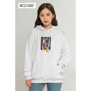 Áo Hoodie BOO Nỉ Có Mũ Nam Nữ Unisex Oversize Dáng Rộng In Graphic Cô Gái Girl With A Pearl Earring Cực Đẹp Màu Ghi