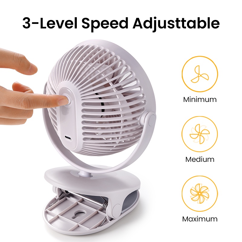 Ugreen Quạt Điện Mini Dạng Kẹp Có Thể Sạc Lại Cổng USB Tiện Dụng