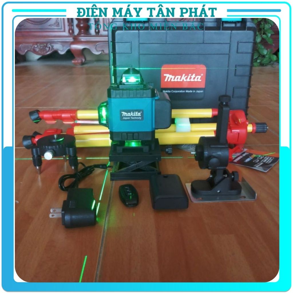 Máy cân mực laze MAKITA 16 tia xanh 3D  bắn cốt tia laser cân bằng nét chuẩn kèm chân 1m2