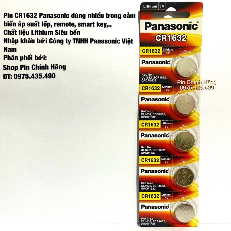 Pin CR1632 Panasonic Lithium 3V Hàng Chính Hãng vỉ 5 viên