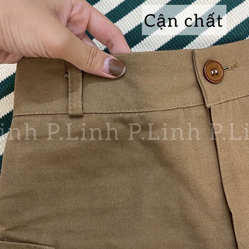 Chân váy nâu kaki túi hộp siêu xinh dày dặn 2 lớp có quần bảo hộ hàng thiết kế cao cấp Linhchi.studio [CÓ BIGSIZE] | BigBuy360 - bigbuy360.vn