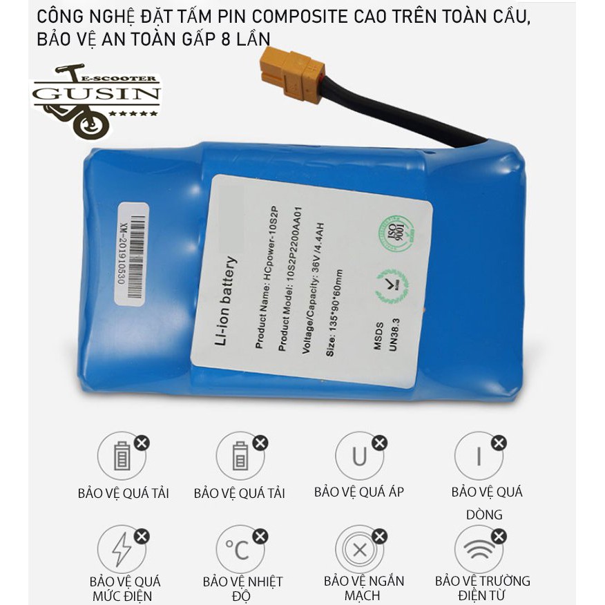 Pin Xe Điện Cân Bằng Lithium 42v/ Pin Xe Drift / GuSin / Chính Hảng / Độc Quyền / Tp.Hcm