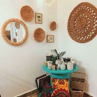 Thảm cói hoa văn tròn 1m2