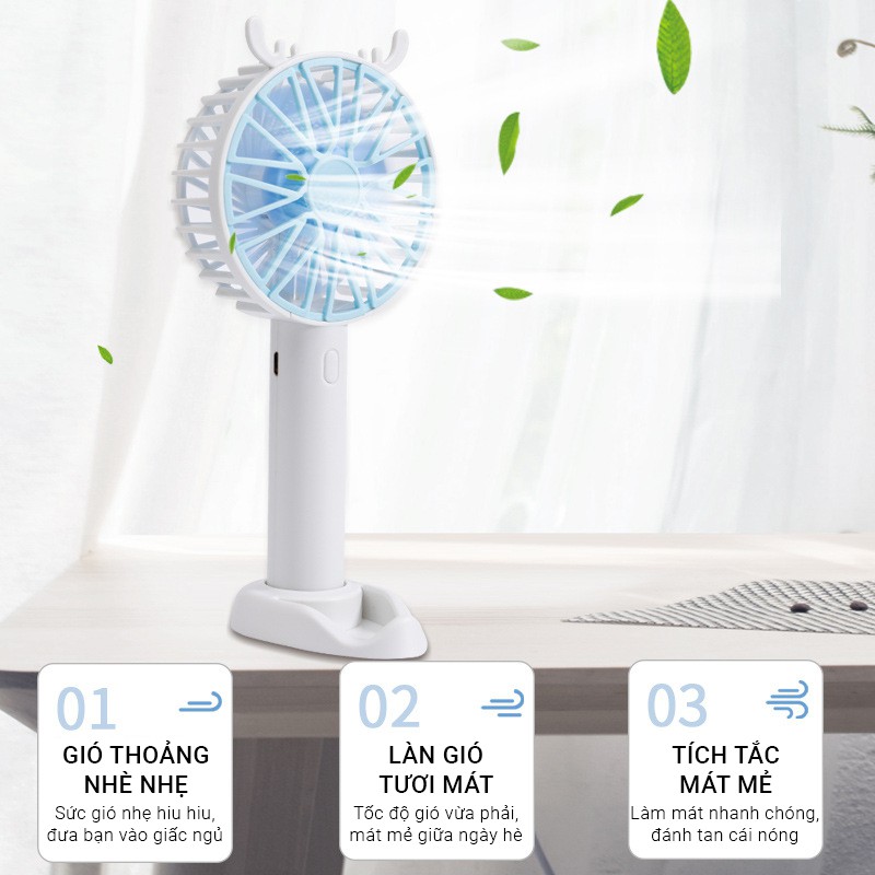 Quạt mini Cát Thái L18 quạt cầm tay  có giá đỡ ,quạt để bàn mini cầm tay tích điện hình đáng yêu siêu bền | BigBuy360 - bigbuy360.vn