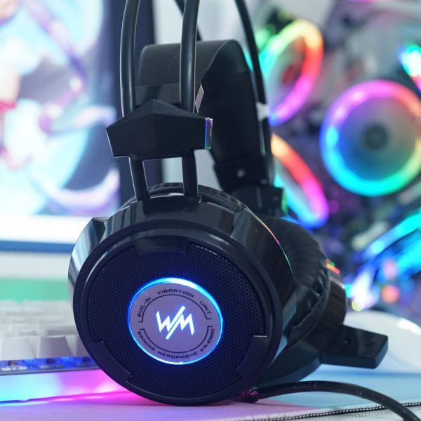 Tai Nghe Chụp Tai , Tai Nghe Gaming có Mic Wang Ming 8900L có Led Headphone WangMing 8900L LED