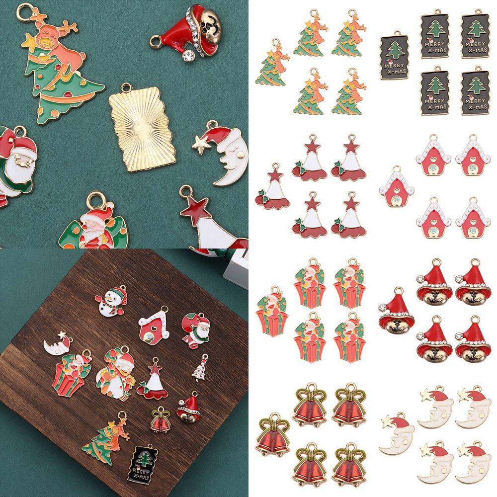 Set 10 Mặt Dây Chuyền Tráng Men Hình Ông Già Noel DIY