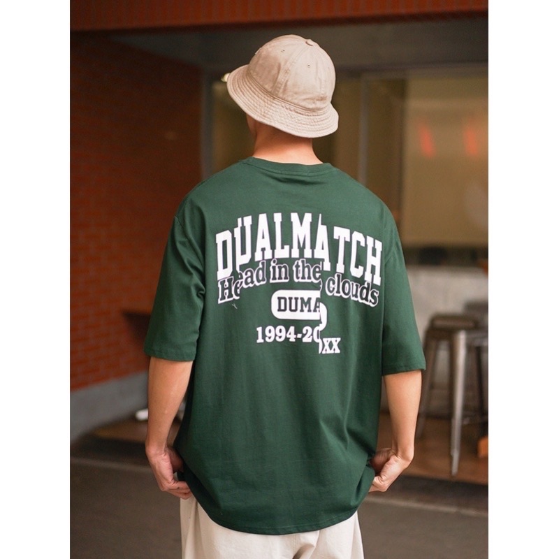 Áo thun phông logo tay nam nữ PINK tay lỡ form rộng DUAL MATCH Unisex