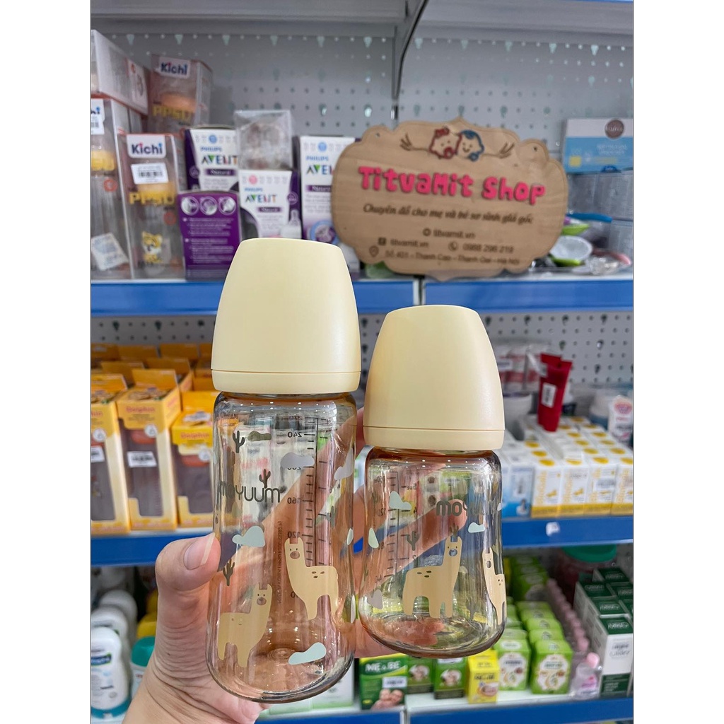 Bình sữa moyuum hoa cúc, lạc đà chính hãng Hàn Quốc, bình sữa moyuum hoạ tiết 170ml-270ml