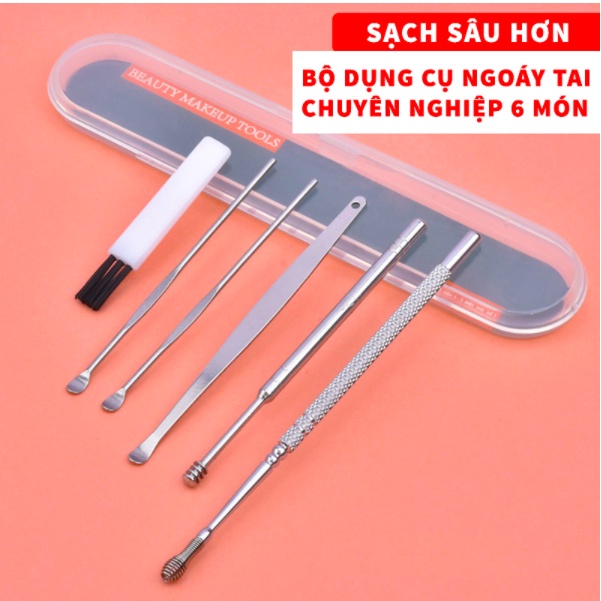Bộ Dụng Cụ Ngoáy Tai Chuyên Nghiệp 6 Món Tiện Lợi