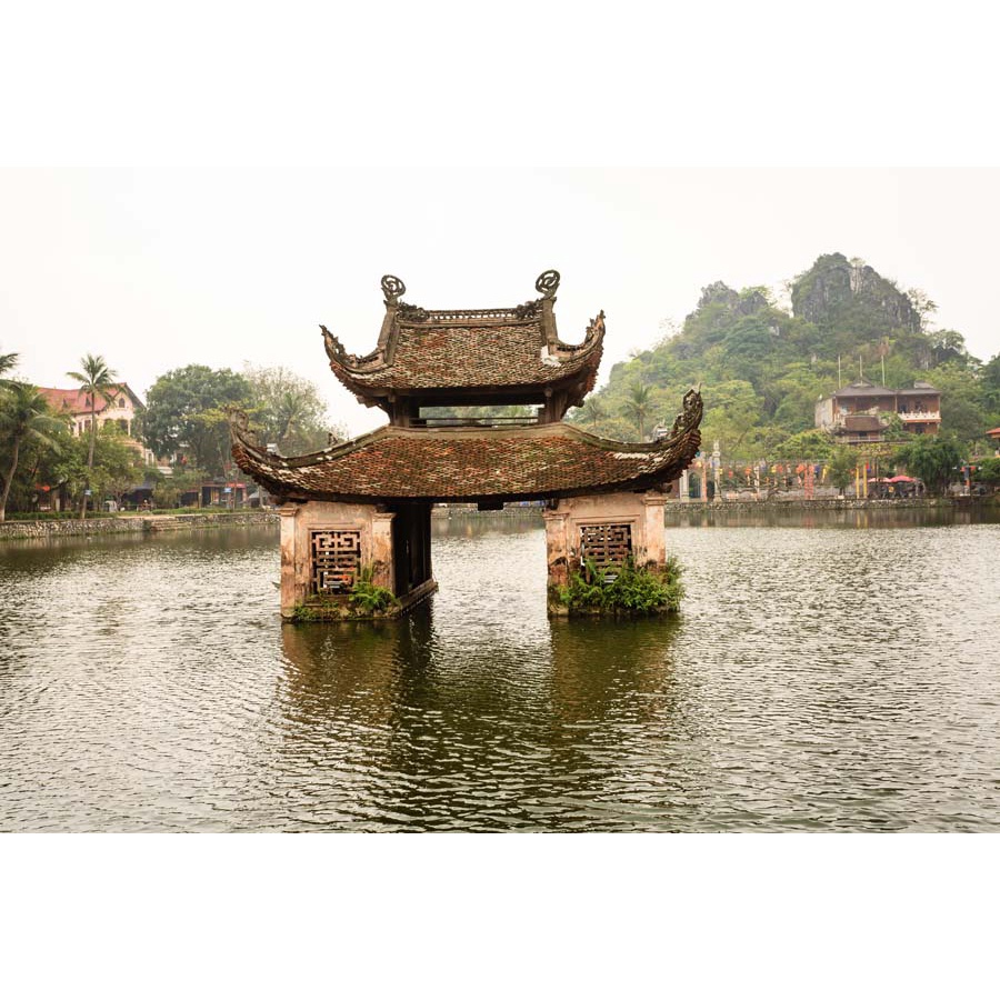 Tranh quán trà chanh chủ đề chùa một cột, lăng bác dán lên tường theo mọi kích thước yêu cầu