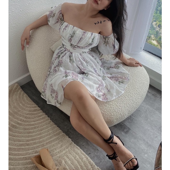 Mell01 dress - Đầm hoa xoè dáng ngắn Onmellem